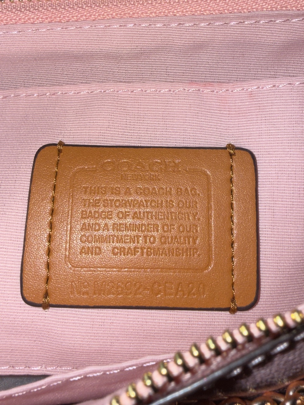 COACH Pink Teri Charm Signature Chain Shoulder Bag with Floral Charm - Picture 9 of 9